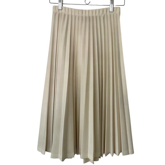 Vintage Graff California Wear Wool Blend Cream Pleated Midi Skirt • Size 8 - Picture 1 of 6